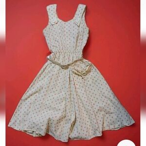 1950s Bright floral Garden/ Tea dress with matching belt